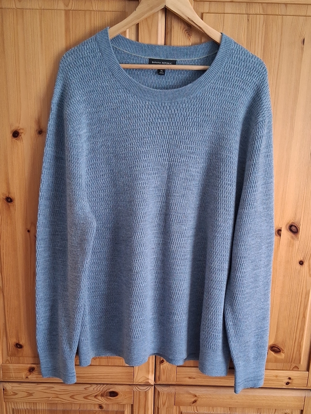 Banana Republic Light Blue Extra Fine Merino Wool Crewneck Sweater Size XL